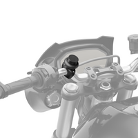 Sistema antivibrazioni Shapeheart installato sul supporto Pro per manubrio moto, migliora la stabilità e protegge il telefono dalle vibrazioni.
