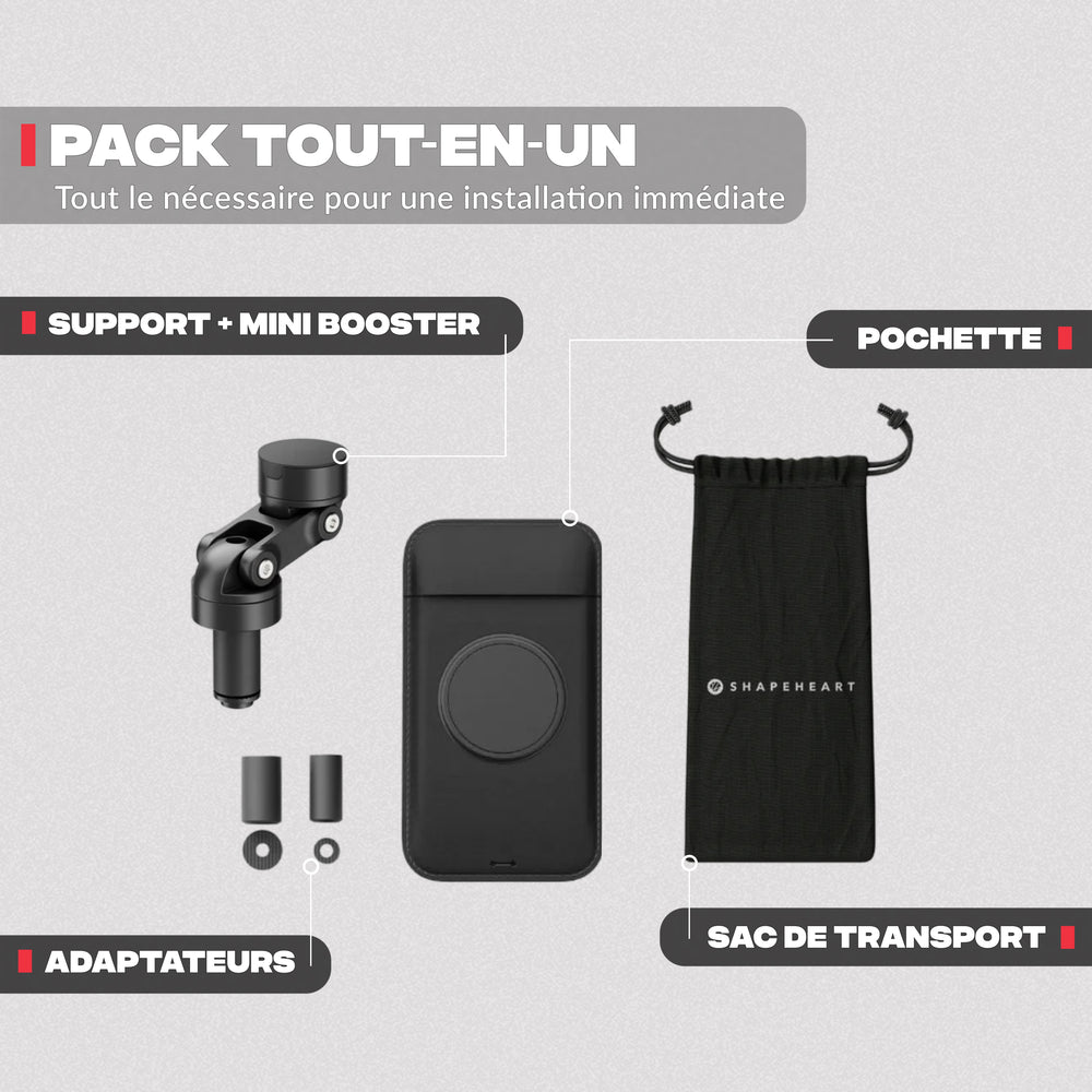 Contenuto del pack – Supporto telefono per semi-manubrio MINI BOOST Shapeheart