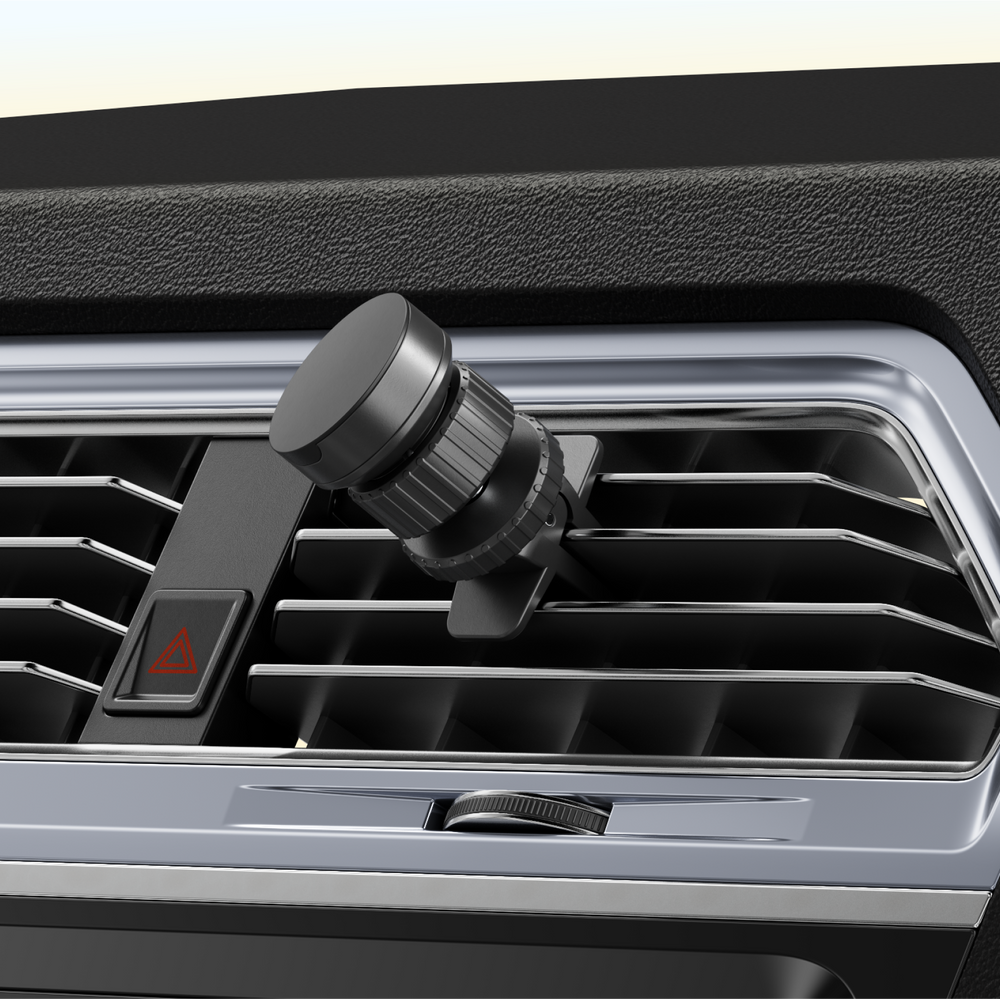 Supporto telefono Shapeheart fissato su una griglia di ventilazione, design moderno e pratico per l'auto, orientabile a 360°