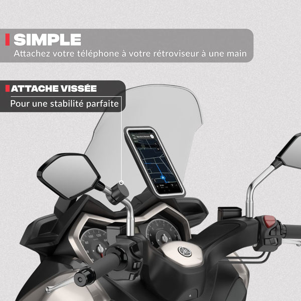 Seconde vue du produit – Support téléphone rétroviseur de scooter et moto Shapeheart