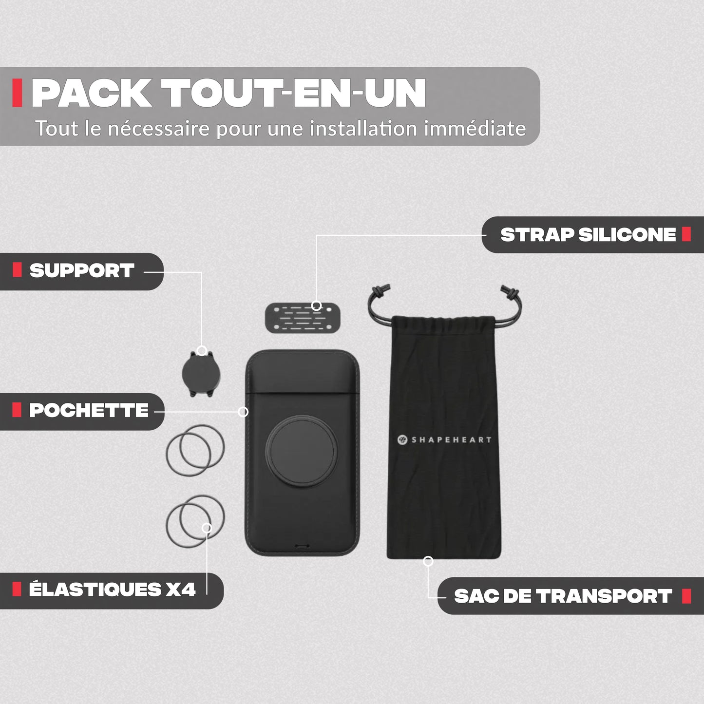 Contenuto del pack – Supporto telefono moto Shapeheart