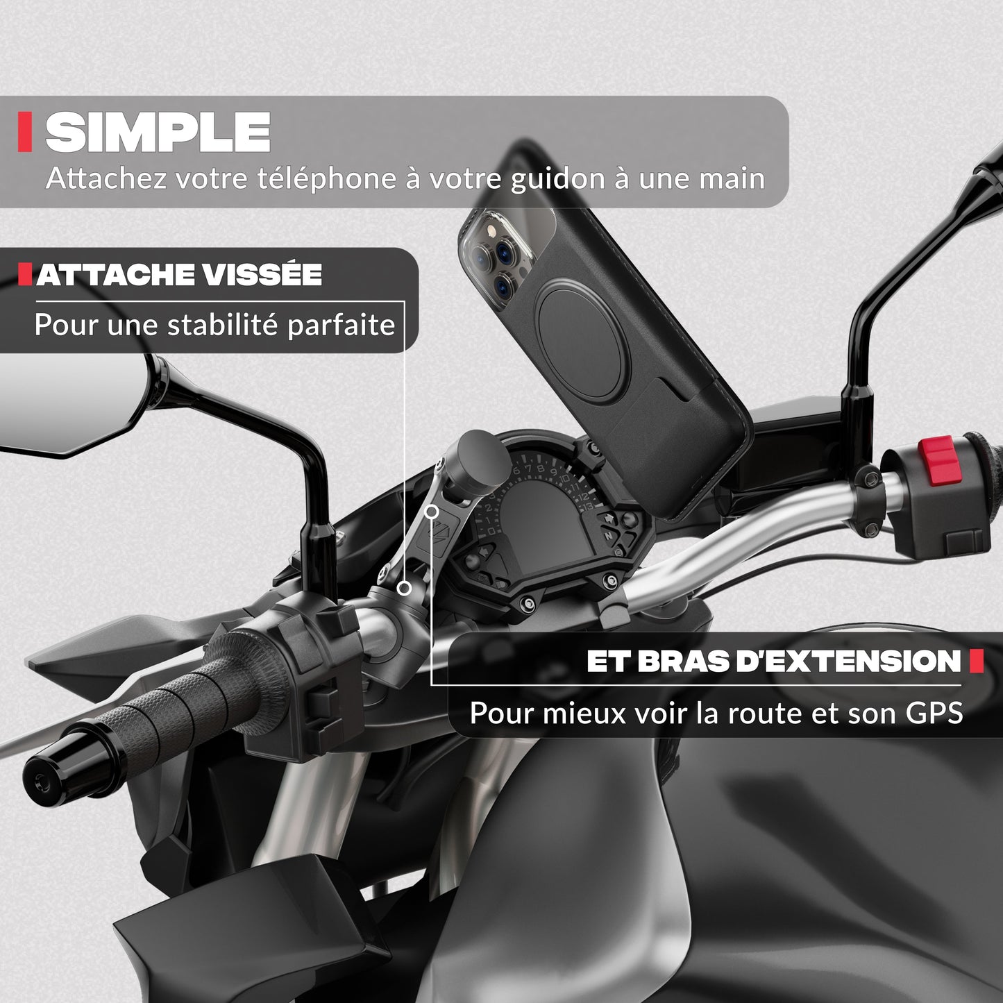 Seconda vista del prodotto – Supporto telefono moto PRO BOOST Shapeheart