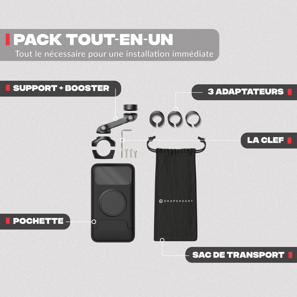 Contenuto del pack – Supporto telefono moto PRO BOOST Shapeheart