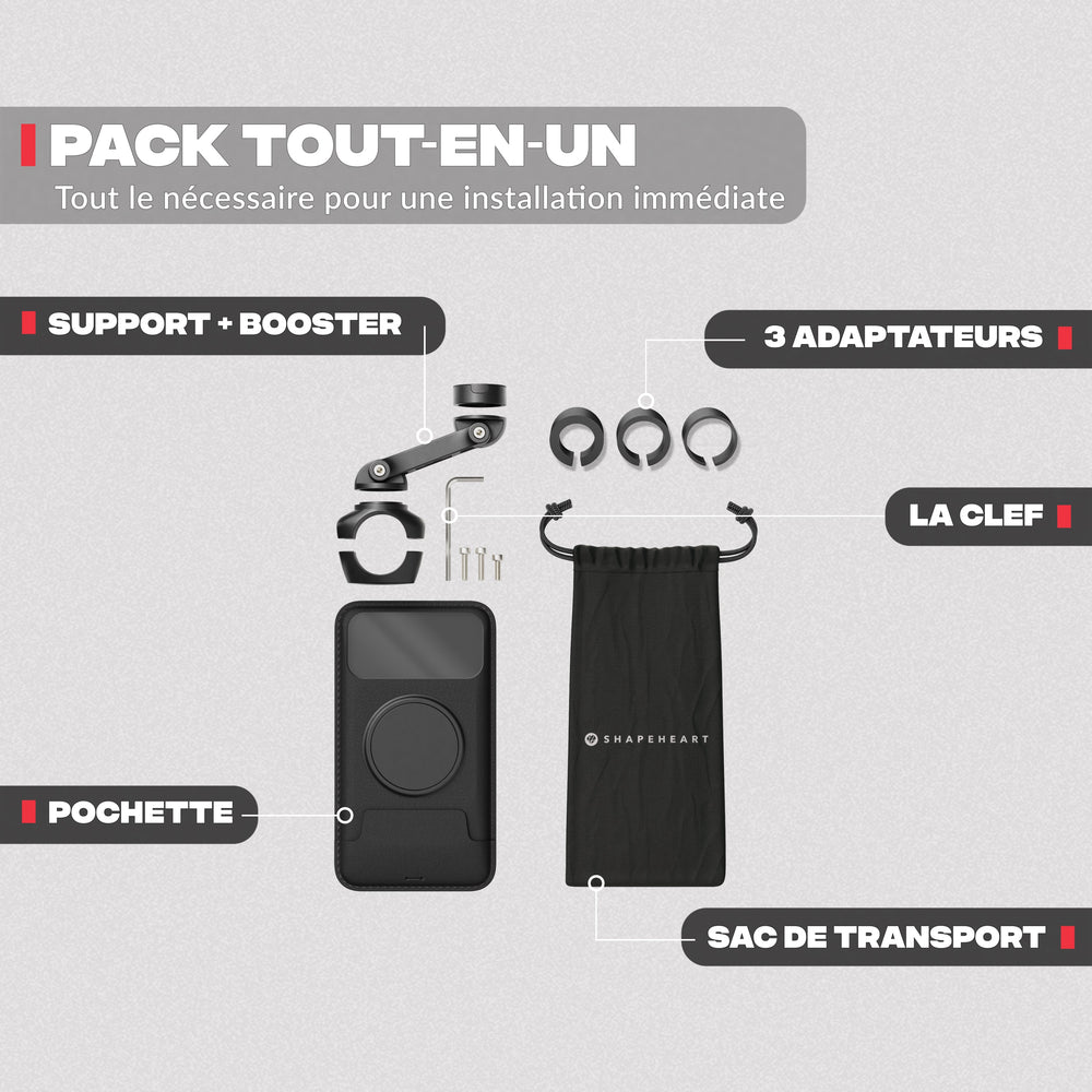 Contenuto del pack – Supporto telefono moto PRO BOOST Shapeheart