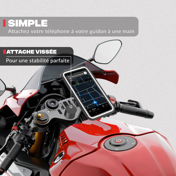 Seconda vista del prodotto – Supporto telefono per semi-manubrio moto Shapeheart