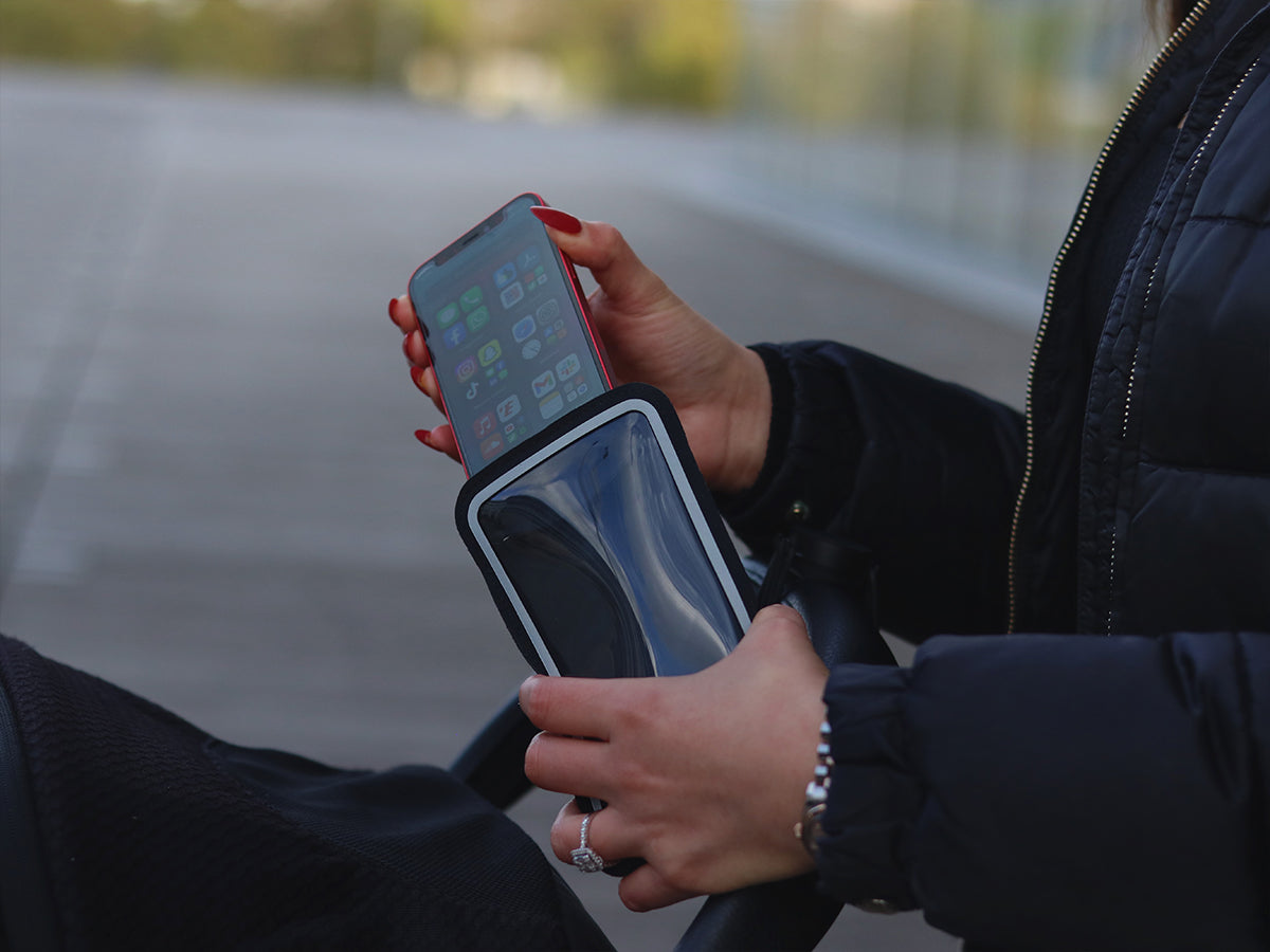 Supporto telefono fissato su un passeggino – Supporto telefono passeggino Shapeheart
